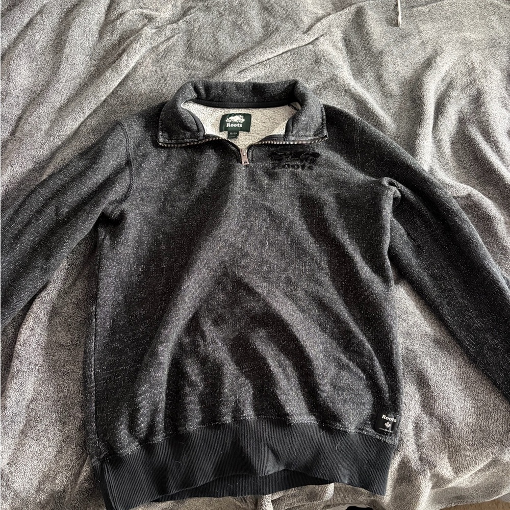 Roots Men's Charcoal Zip-Up Sweater